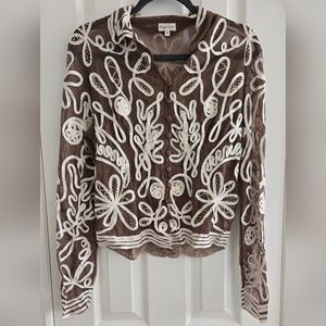 Phase Eight|1920s Jacket Sheer Top Blouse Vintage Lace 12 14 Cut Out